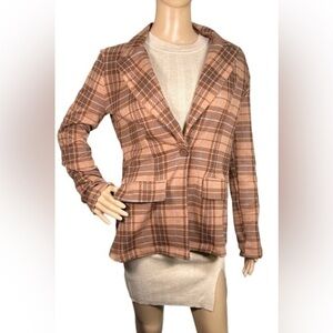 SELF ESTEEM Plaid Knit Blazer